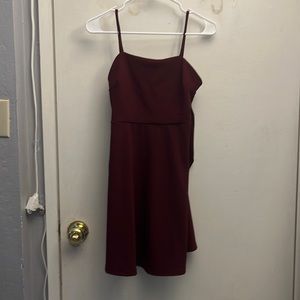 Burgundy mini dress with tie in back